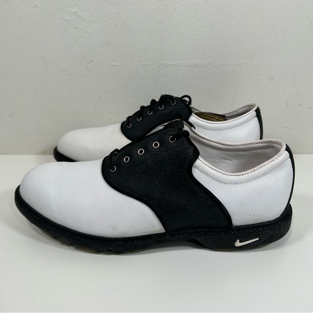 Nike Golf Cleat M 7.5/W 9 Vintage Shoes White & Black Leather Spikes New
